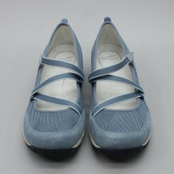 Dansko 41 Ladies 10.5-11 Hilda Denim Blue Mary Jane Hook Loop Strap Wedge Shoes - Picture 5 of 12
